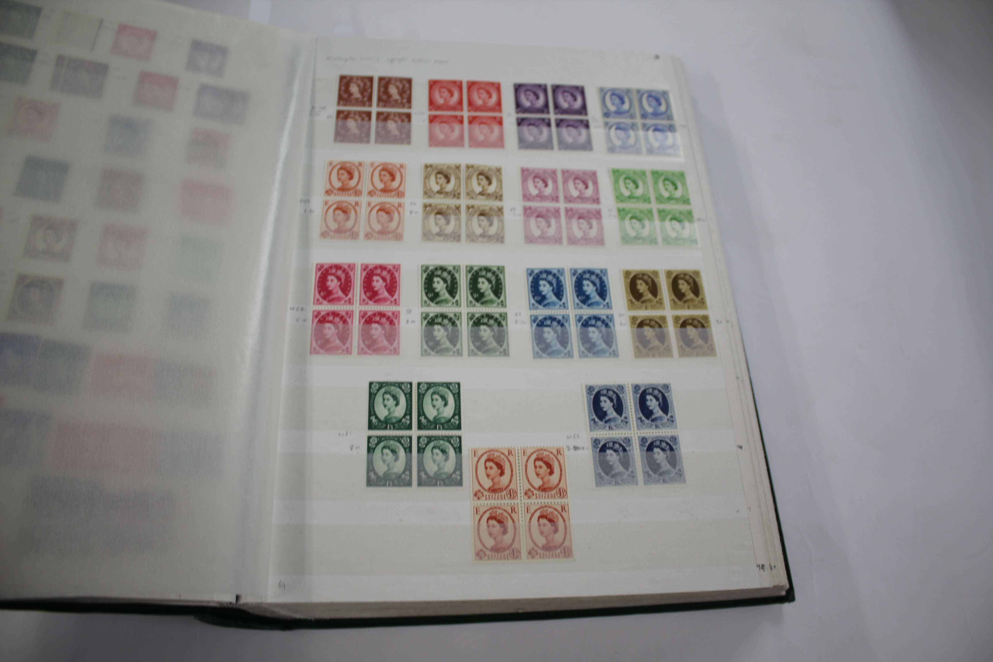 GREAT BRITAIN STAMPS a green stock book with Great Britain from 1952 Wildings U/M and used, - Image 9 of 18