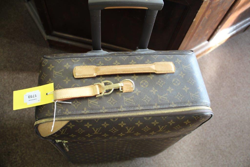 LOUIS VUITTON SUITCASE a large suitcase with monogrammed exterior and leather handles and strap, - Image 5 of 15