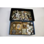 DOLLS HOUSE ACCESSORIES a mixed group including various pictures, brass fender and candleabra,