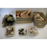 DOLL PARTS & ACCESSORIES a large group lot containing various dolls heads and body parts, wigs,