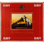 LARGE HMV ADVERTISING SIGN a large advertising board for HMV The Hallmark of Quality, 122cms by