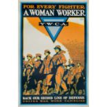 ERNEST HAMLIN BAKER FOR EVERY FIGHTER A WOMAN WORKER - BACK OUR SECOND LINE OF DEFENSE [sic], 1918