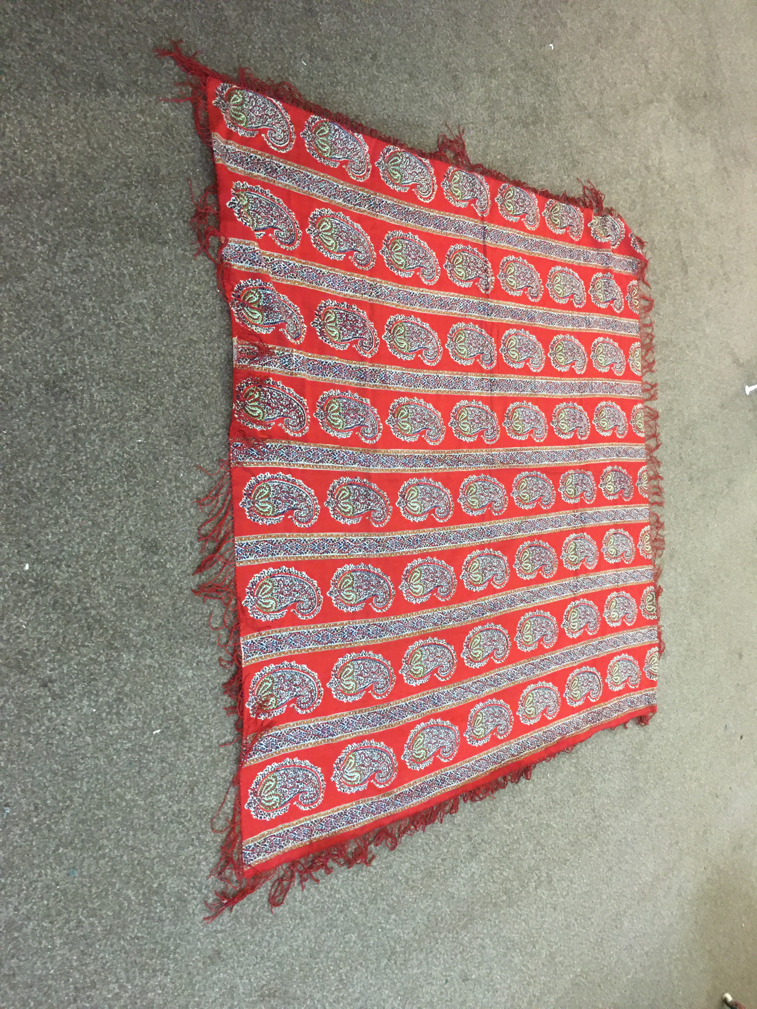 19THC PAISLEY SHAWL a fringed wool shawl, also with an Eastern European embroidered apron, an Indian - Image 2 of 7