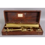 19THC CASED BRASS TELESCOPE - BATE, LONDON a large brass Gregorian reflecting telescope by Bate,