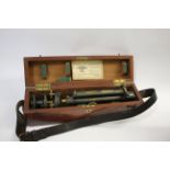 BOXED DUMPY LEVEL - J BROWN, GLASGOW a boxed surveyors metal and brass dumpy level, marked for J