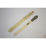 IVORY LETTER OPENERS including a silver mounted and ivory letter opener, with BH monogram for Benoit