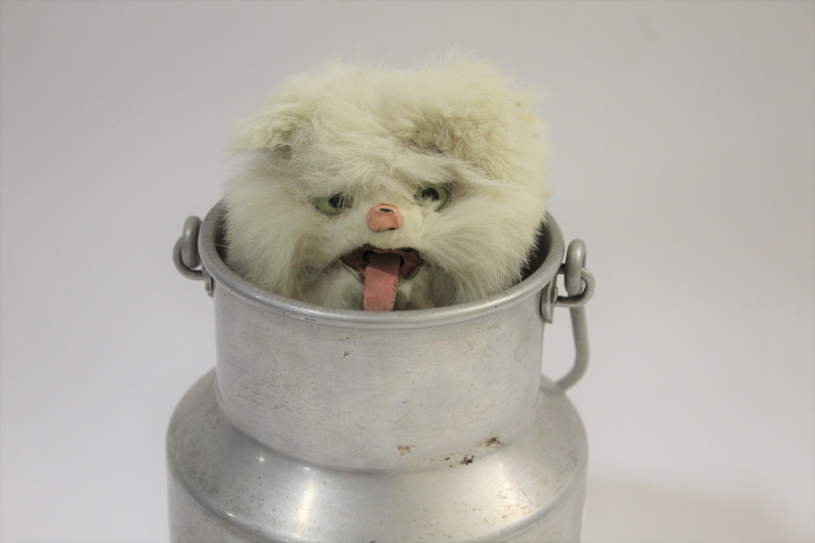 MUSICAL CAT AUTOMATON - UNIS probably made by Roullet Decamps, the metal milk churn with a clockwork - Image 2 of 9