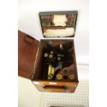 BOXED MICROSCOPE & MICROSCOPE SLIDES a brass and metal monocular microscope by W Watson & Sons,