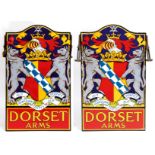 LARGE ENAMEL PUB SIGN - DORSET ARMS a large enamel double sided pub sign for the Dorset Arms, with