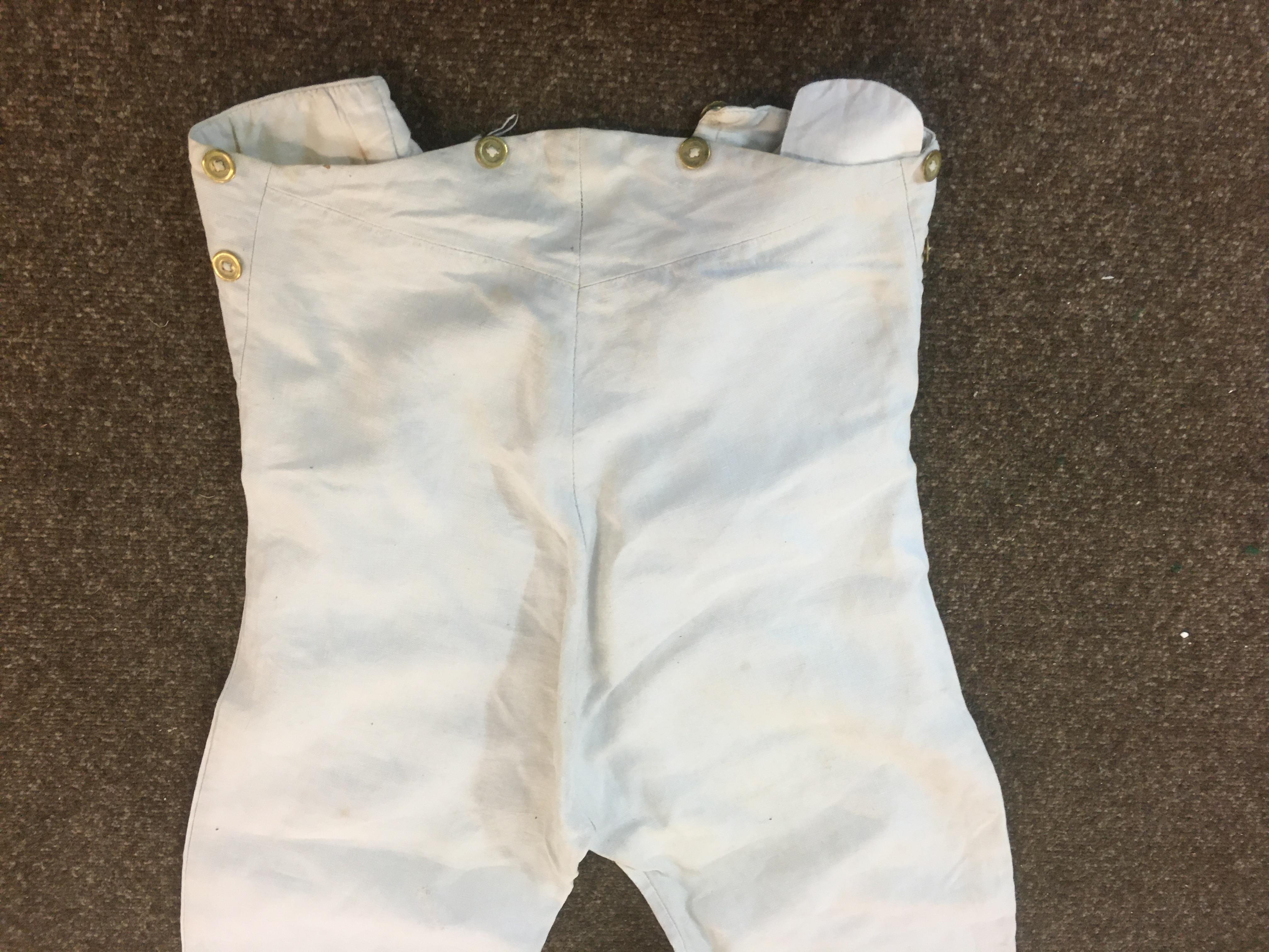 19THC GENTS TROUSERS a pair of cream linen gentleman's trousers with brass button fastening, also - Image 11 of 13