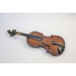 ANTIQUE VIOLIN - LONDON an antique violin with a one piece satinwood back, stamped just below the