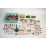 LEAD FARM ANIMALS & ACCESSORIES a large qty of lead farm animals and farming figures (some by