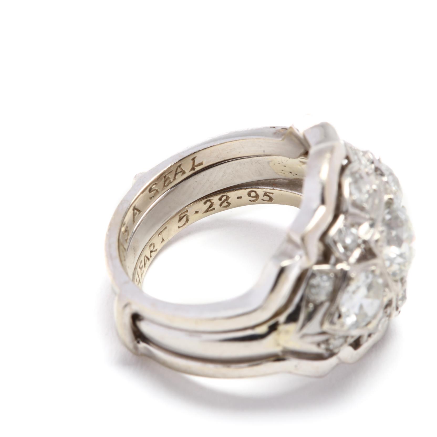 Vintage Platinum and Diamond Ring with 14KT White Gold Jacket - Image 8 of 9
