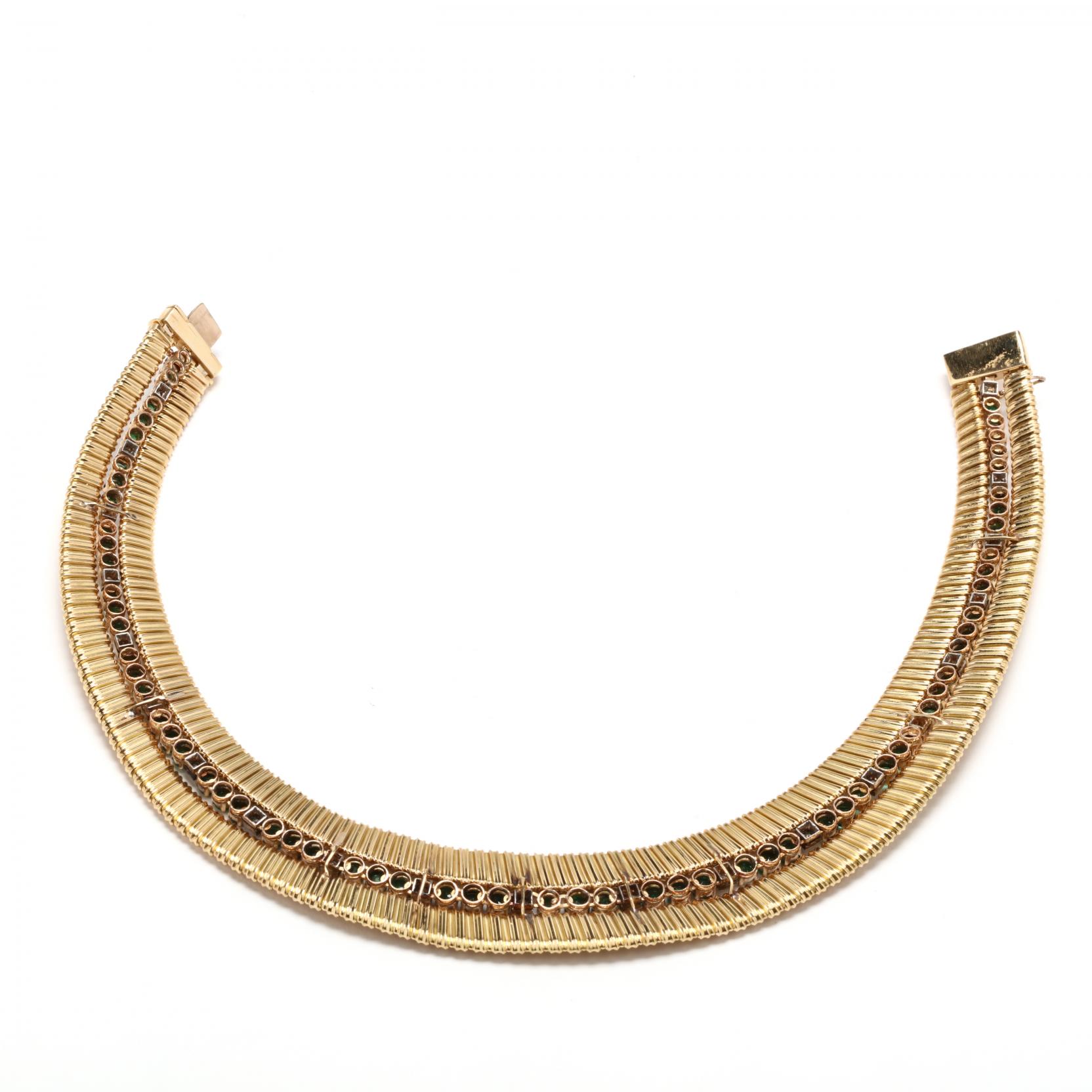 18KT Gold, Emerald, and Diamond Choker Necklace - Image 3 of 3
