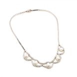 14KT White Gold, Diamond, and Pearl Necklace
