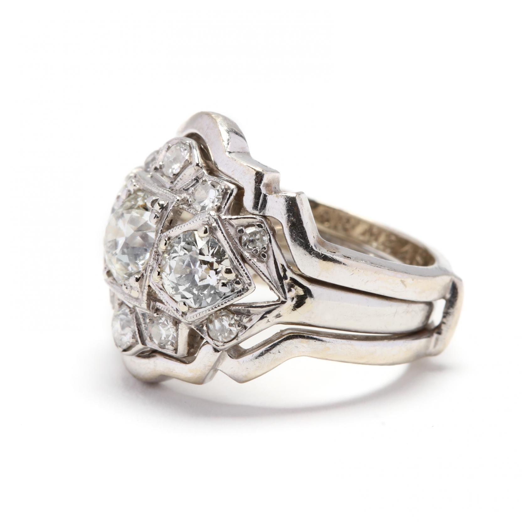 Vintage Platinum and Diamond Ring with 14KT White Gold Jacket - Image 5 of 9