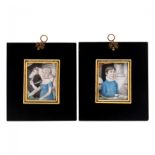 Pair of Portrait Miniatures of Children, British