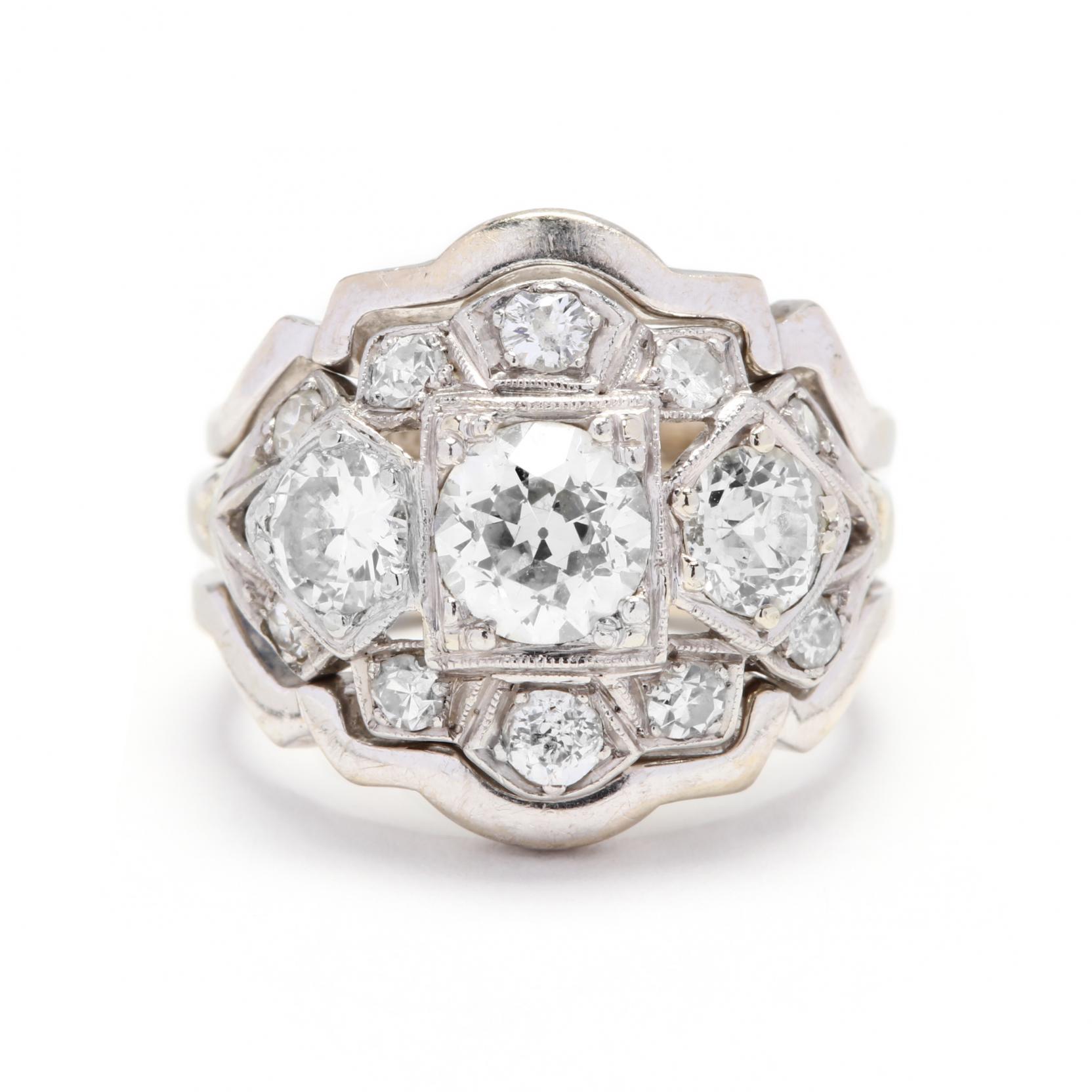 Vintage Platinum and Diamond Ring with 14KT White Gold Jacket - Image 2 of 9
