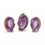 14KT Gold, Carved Amethyst, and Diamond Suite