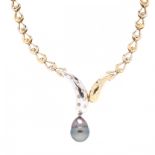 Bi-Color 18KT Gold, Diamond, and Pearl Necklace