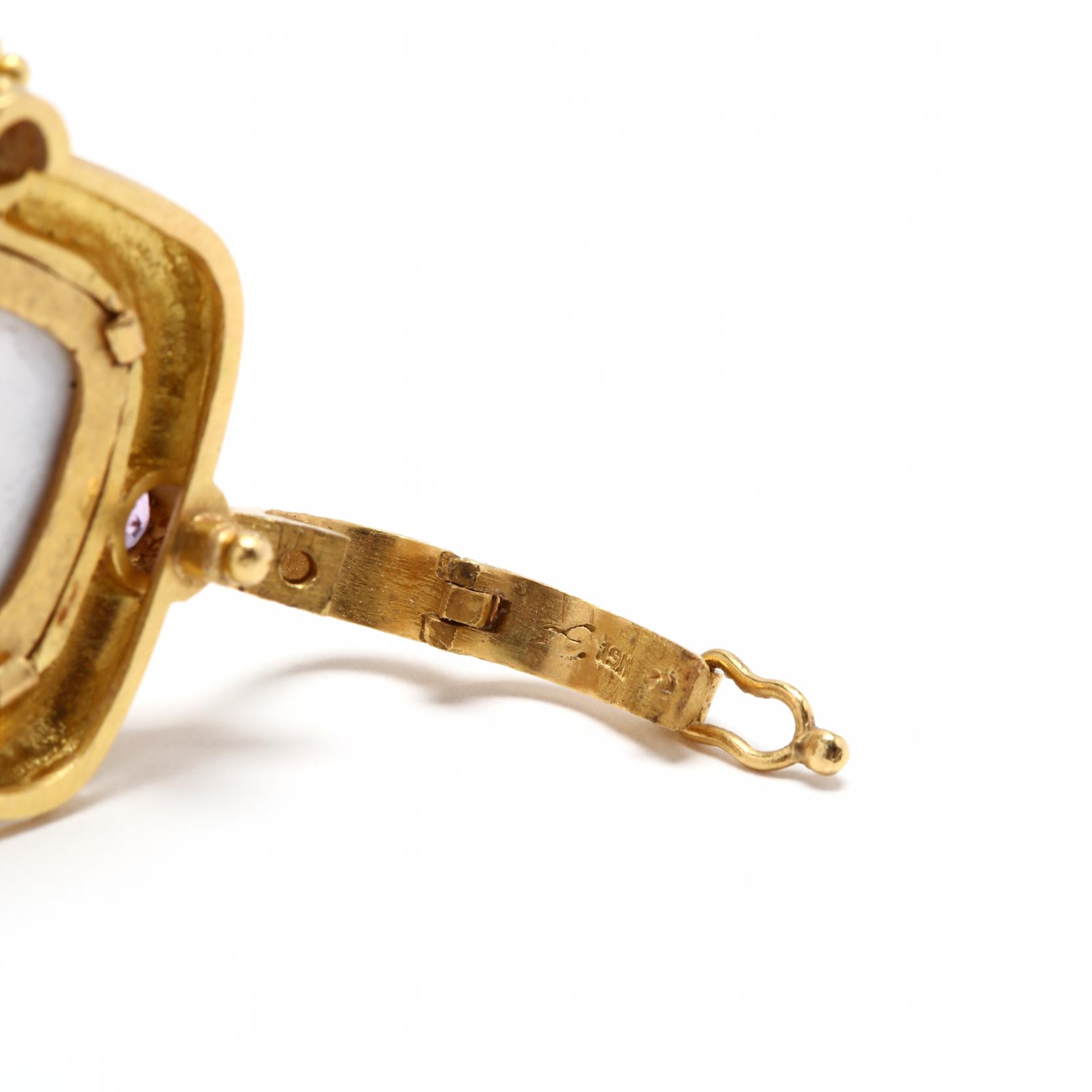 19KT Gold, Venetian Glass, and Amethyst Pendant, Elizabeth Locke - Image 3 of 3