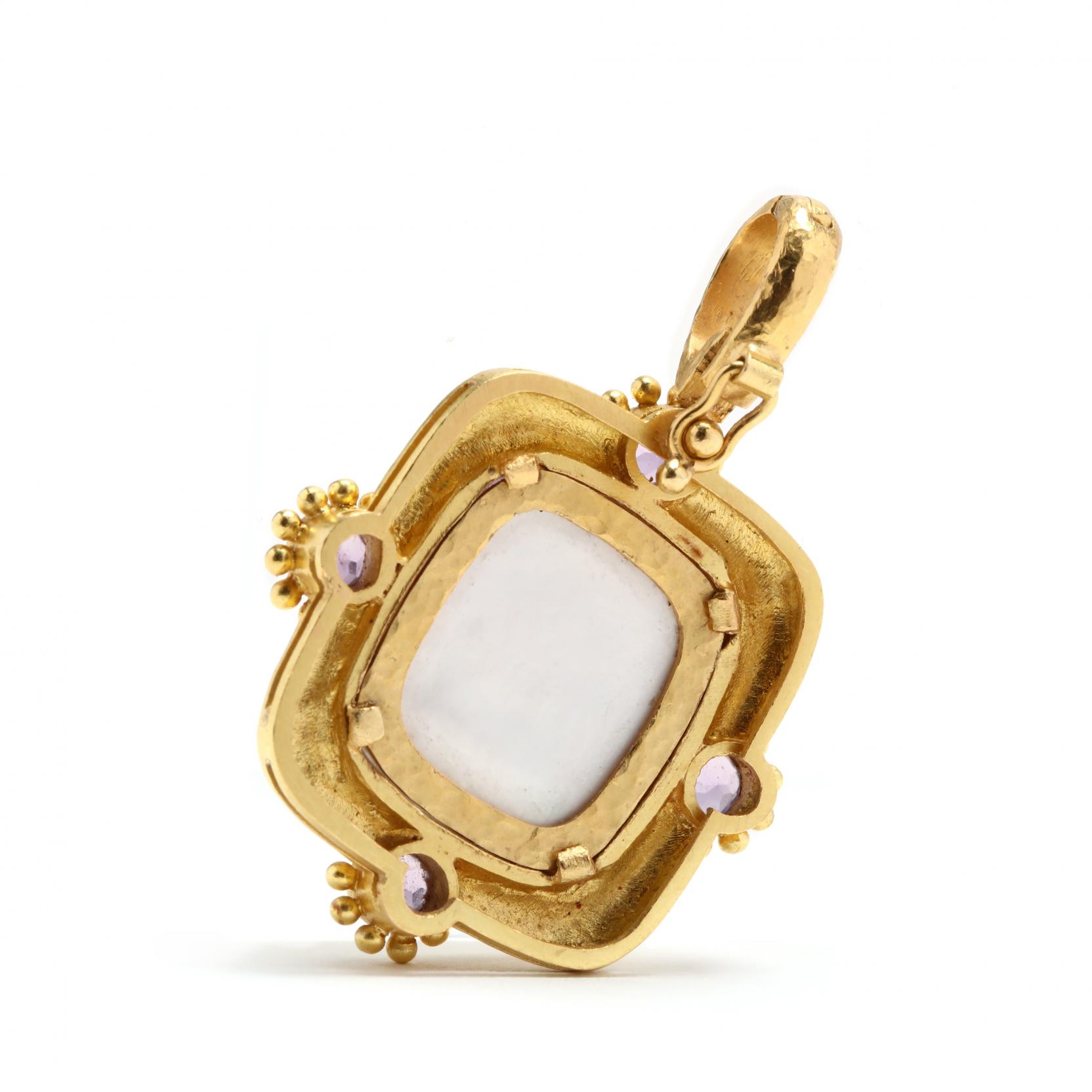 19KT Gold, Venetian Glass, and Amethyst Pendant, Elizabeth Locke - Image 2 of 3
