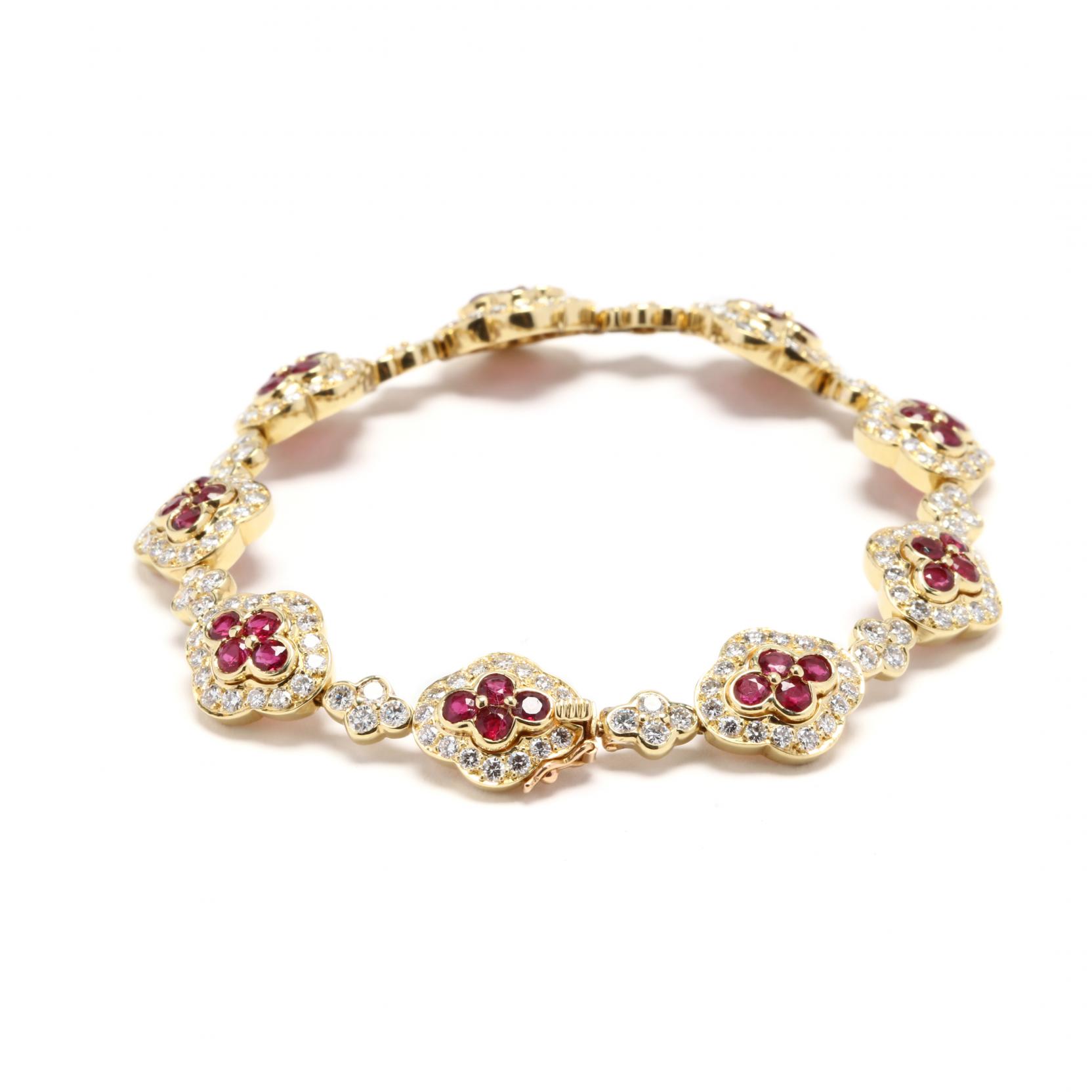Gold, Diamond, and Ruby Bracelet - Image 2 of 4