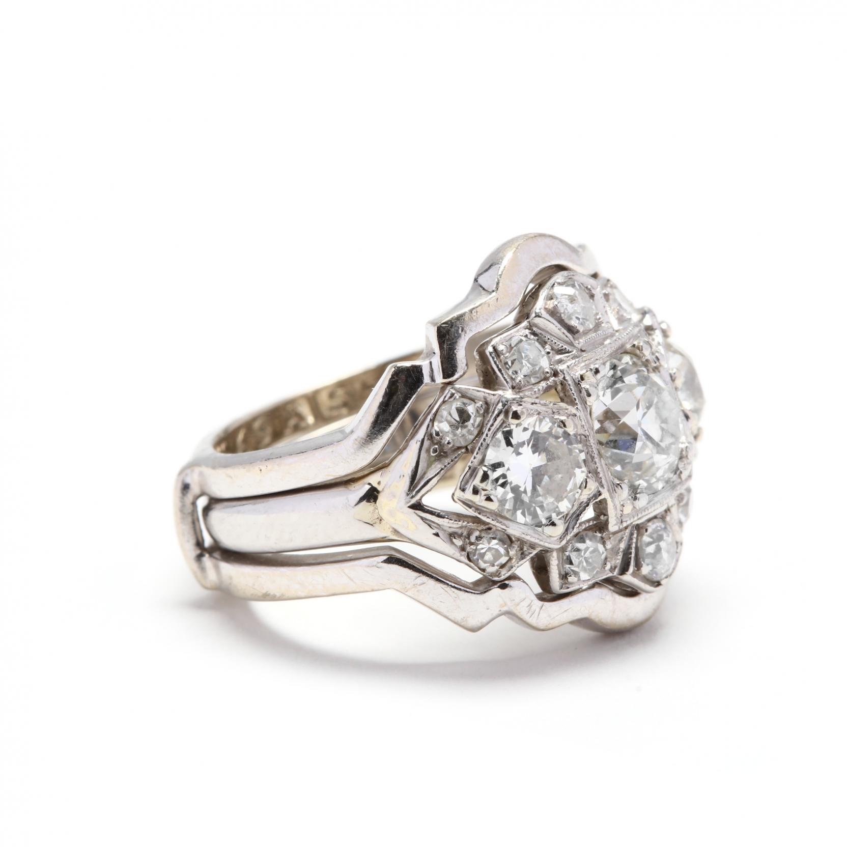 Vintage Platinum and Diamond Ring with 14KT White Gold Jacket - Image 3 of 9