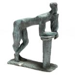 Modern Patinated Bronze Sculpture of a Man