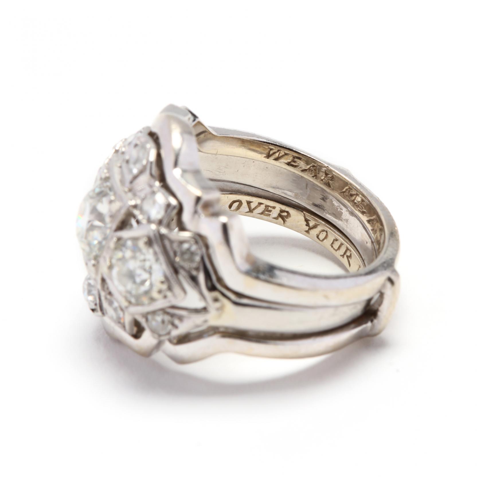 Vintage Platinum and Diamond Ring with 14KT White Gold Jacket - Image 6 of 9