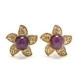 14KT Gold and Star Ruby Earrings
