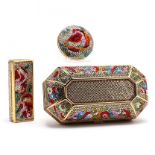 Floral Decorated Minaudiere, Compact and Lipstick Case, Judith Leiber