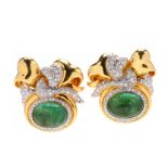 Bi Color 18KT Gold, Green Tourmaline, and Diamond Earrings