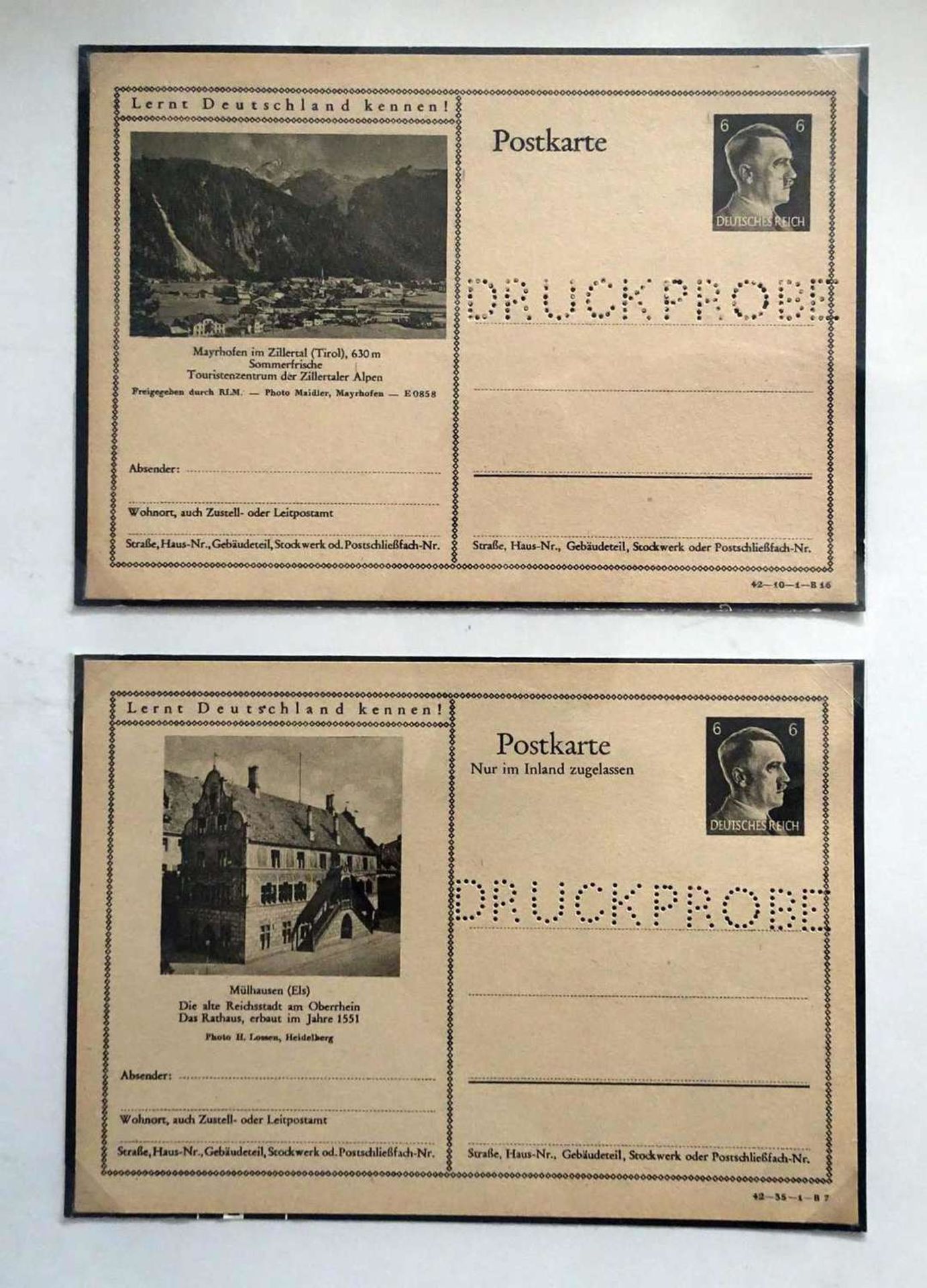 Deutsches Reich - Ganzsachen, 1926/41, Lot von 22 Ganzsachenkarten mit amtlicher Lochung " - Image 4 of 4
