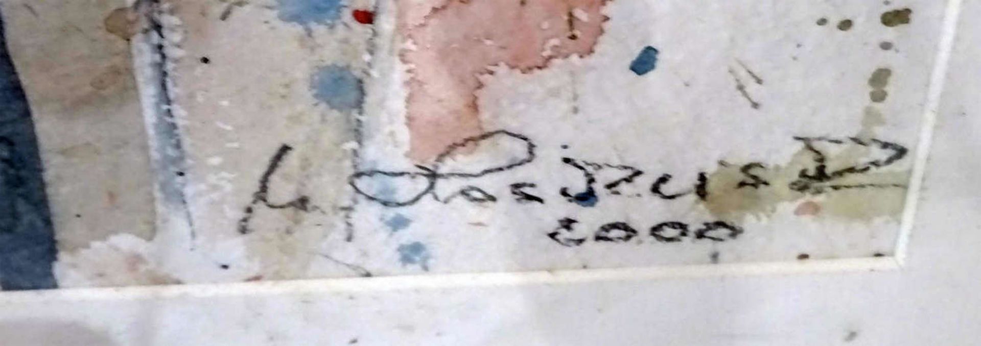 unbekannter Künster, Aquarell auf Papier "Venedig", rechts unten Signatur 2000, hinter Glas gerahmt. - Bild 3 aus 3