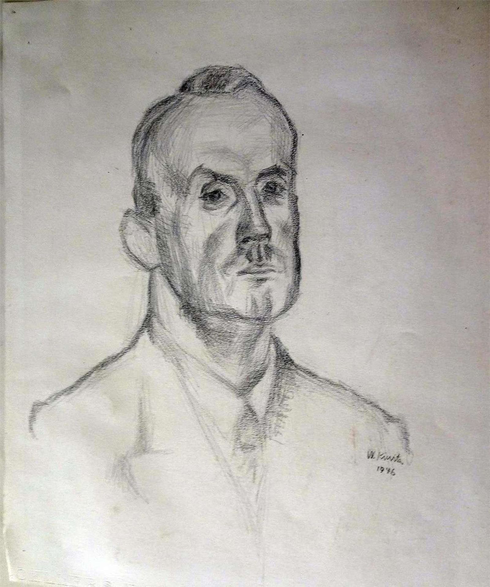Willy Kiwitz (1896-1978), Bleistiftzeichnung auf Papier "Selbstportrait", mit Signatur W.Kiwitz.