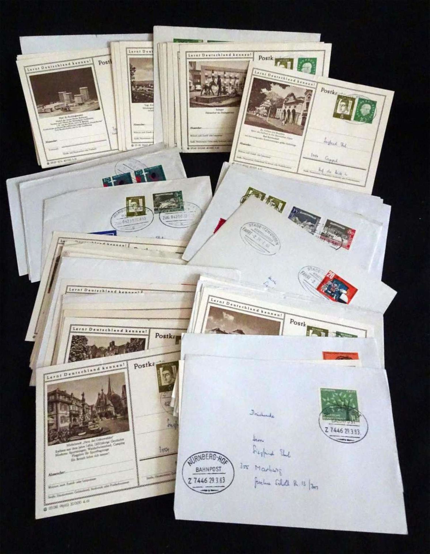 Bundesrepublik Deutschland, 1963-1964, etwa Bahnpostbelege meist mit Überlandpost, verschiedene