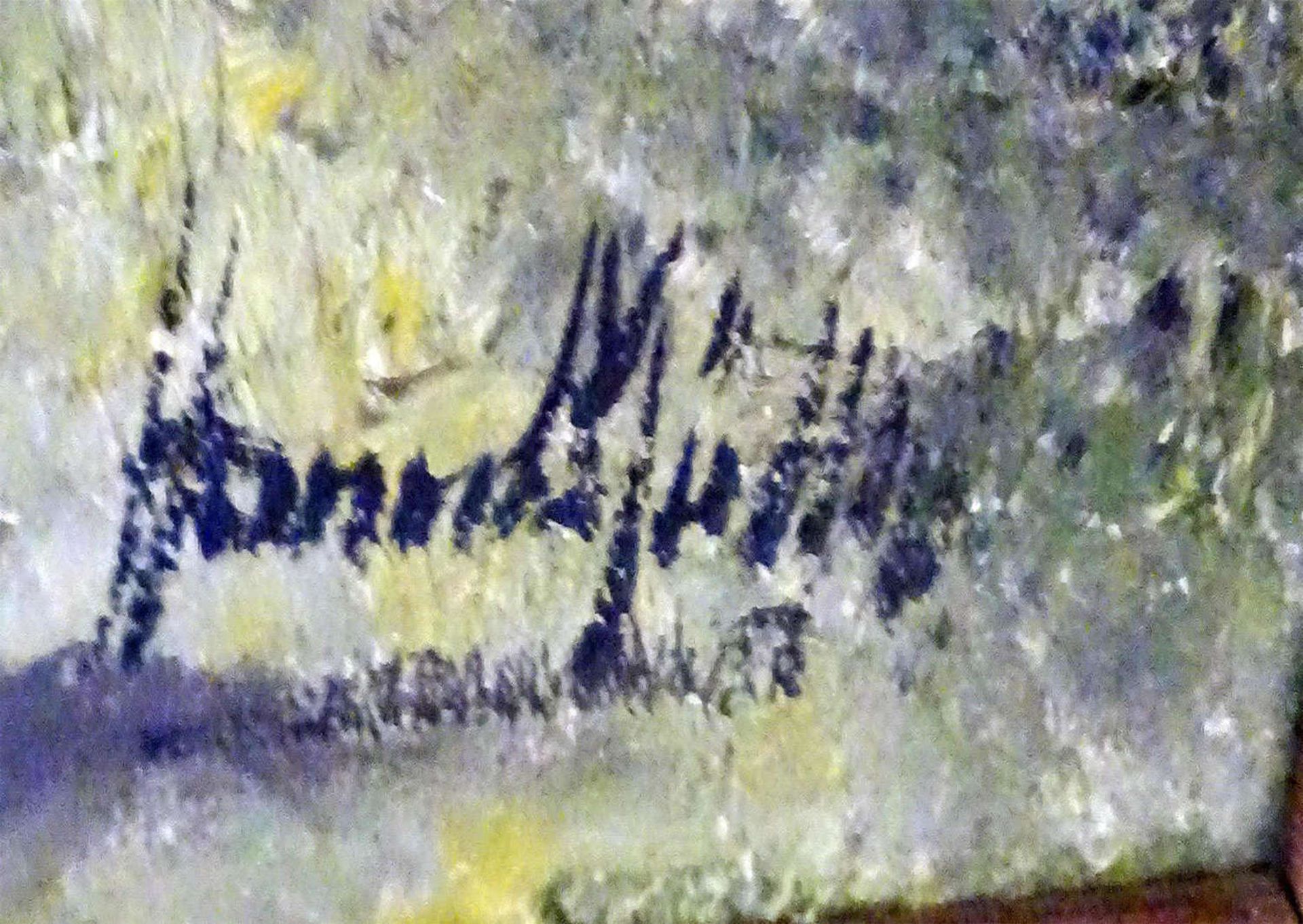 Hannich-Müller "Gehöfte vor Bergkulisse", Ölgemälde auf Spannplatte, rechts Signatur. Maße: Höhe ca. - Bild 3 aus 3