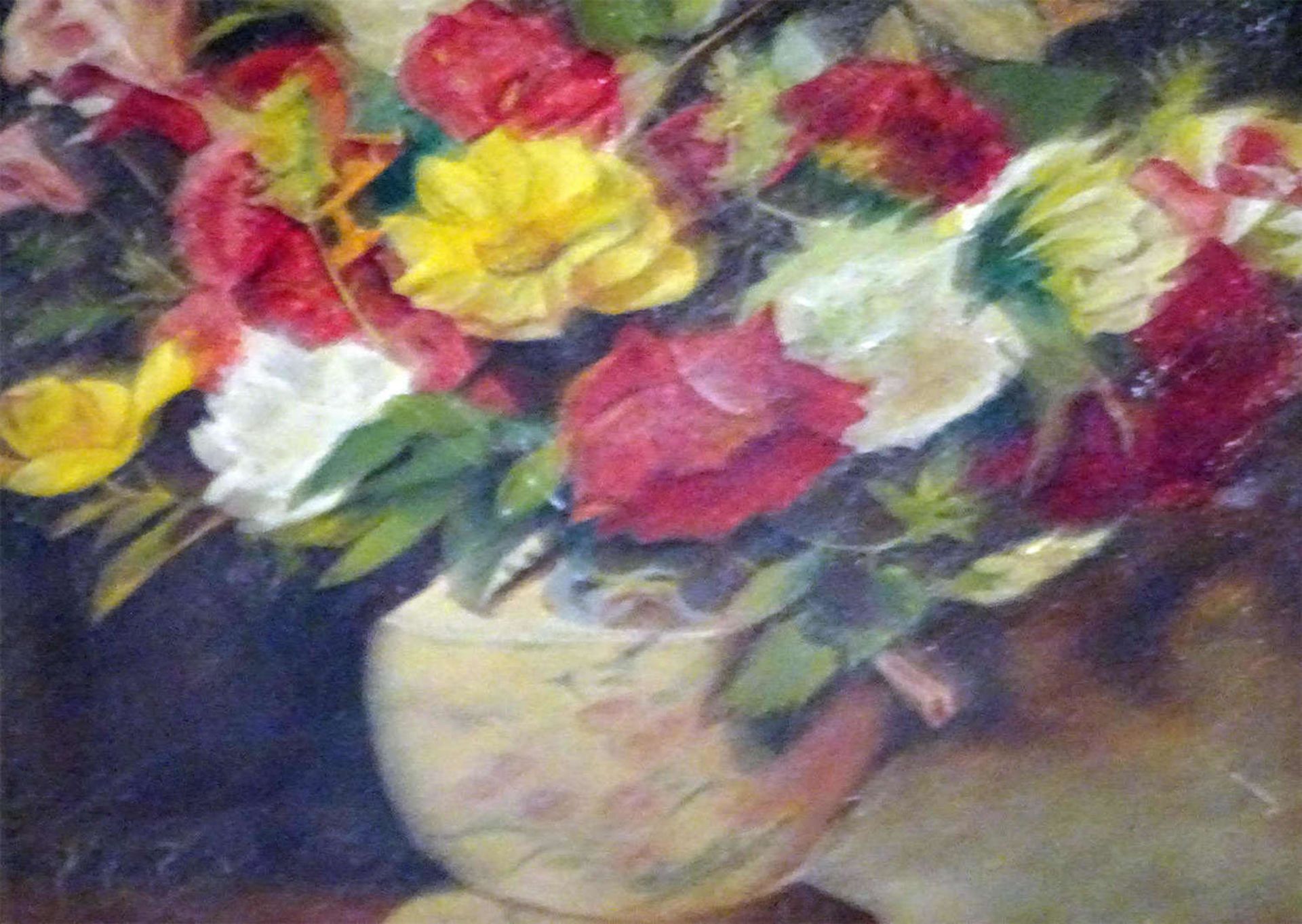 Ohlers, Ölgemälde auf Holzplatte "Blumenstilleben", rechts Signatur. Maße: Höhe ca. 30 cm, Breite - Bild 2 aus 3