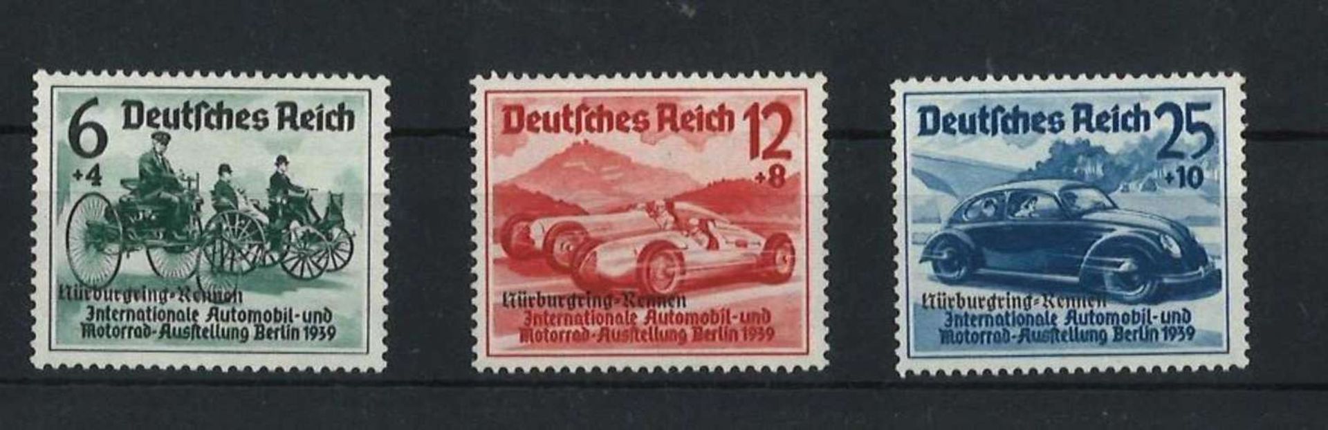 Dt. Reich 1939,Mi 695 - 697, Nürburgring Rennen, PostfrischDt. Reich 1939, Mi 695 - 697, Nürburgring