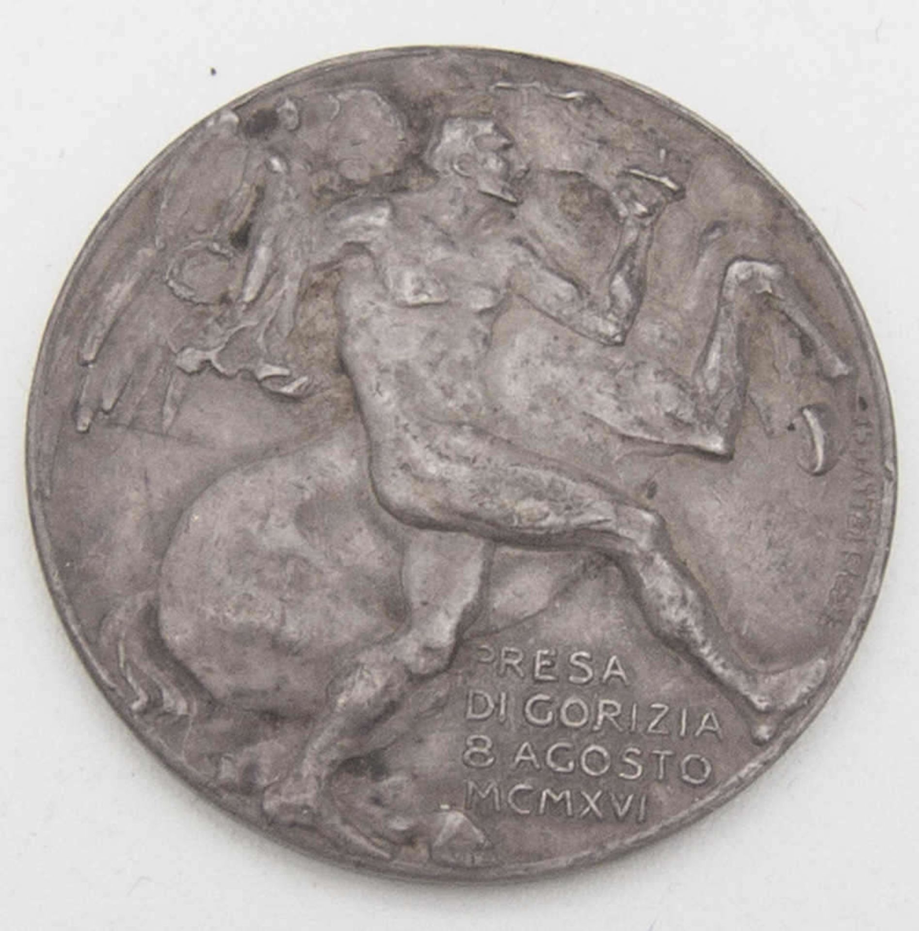 Italien 1916, Medaille von B. Castellucci zur Einnahme von Gorizia am 8. August. Zwölf Zeilen