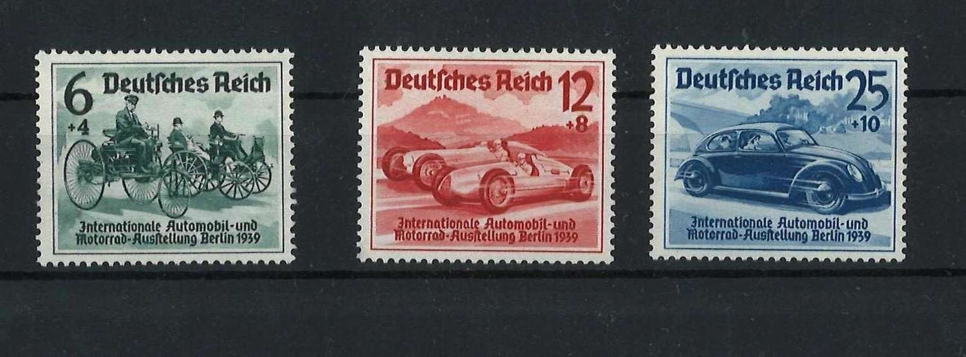 Dt. Reich 1939, Mi 666 - 668, "Int. Auto und Motorrad Ausstellung", postfrischDt. Reich 1939, Mi 666