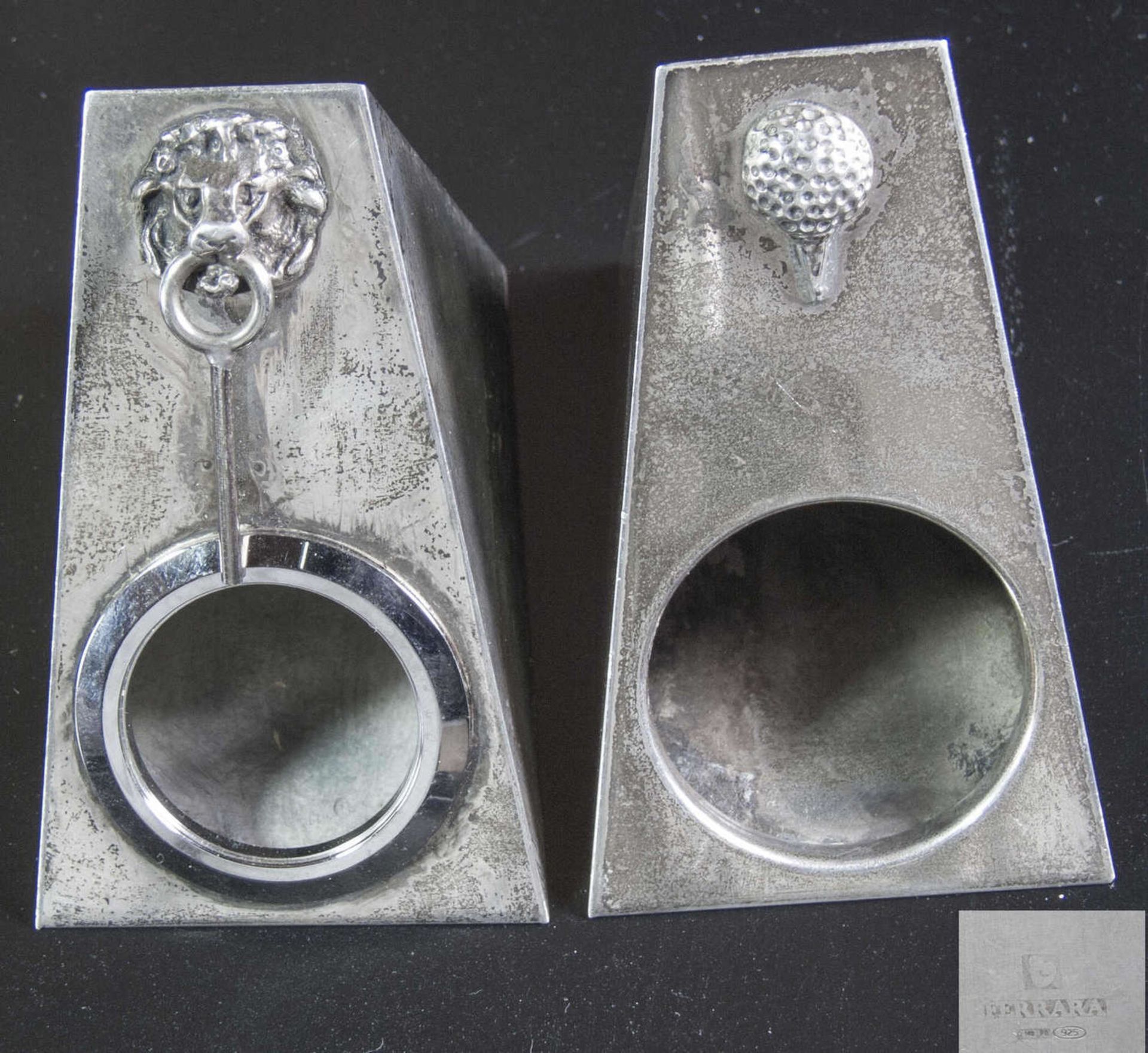 Zwei Ferrara Silber - Dosen. Silber 925, gepunzt. Gesamtgewicht: ca. 154 g. Maße: ca. ca. 80 mm x
