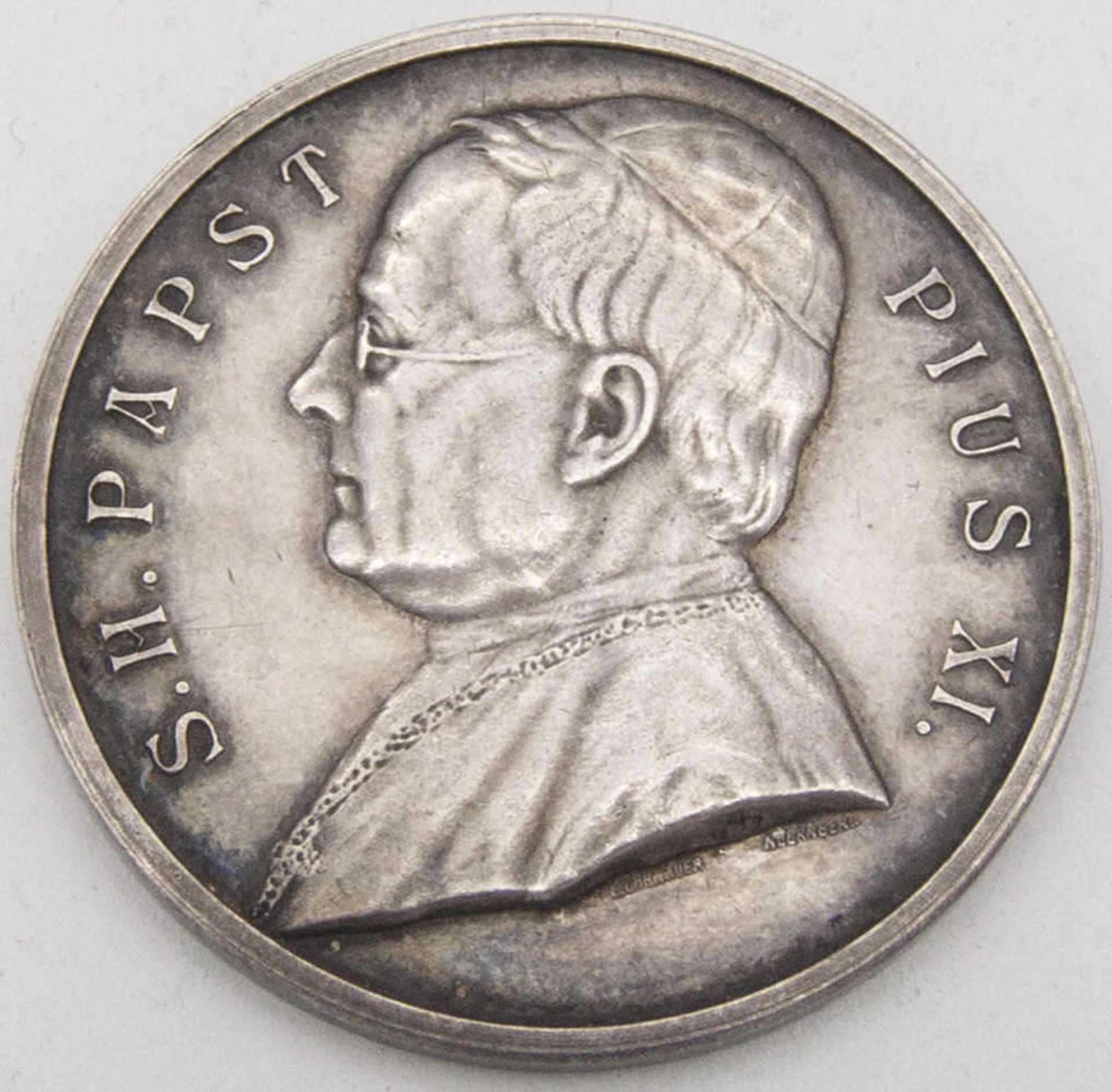 Erinnerungs - Medaille zur Pilgerfahrt nach Rom 1925. Silber 990. Papst Pius XI:. Durchmesser: ca.