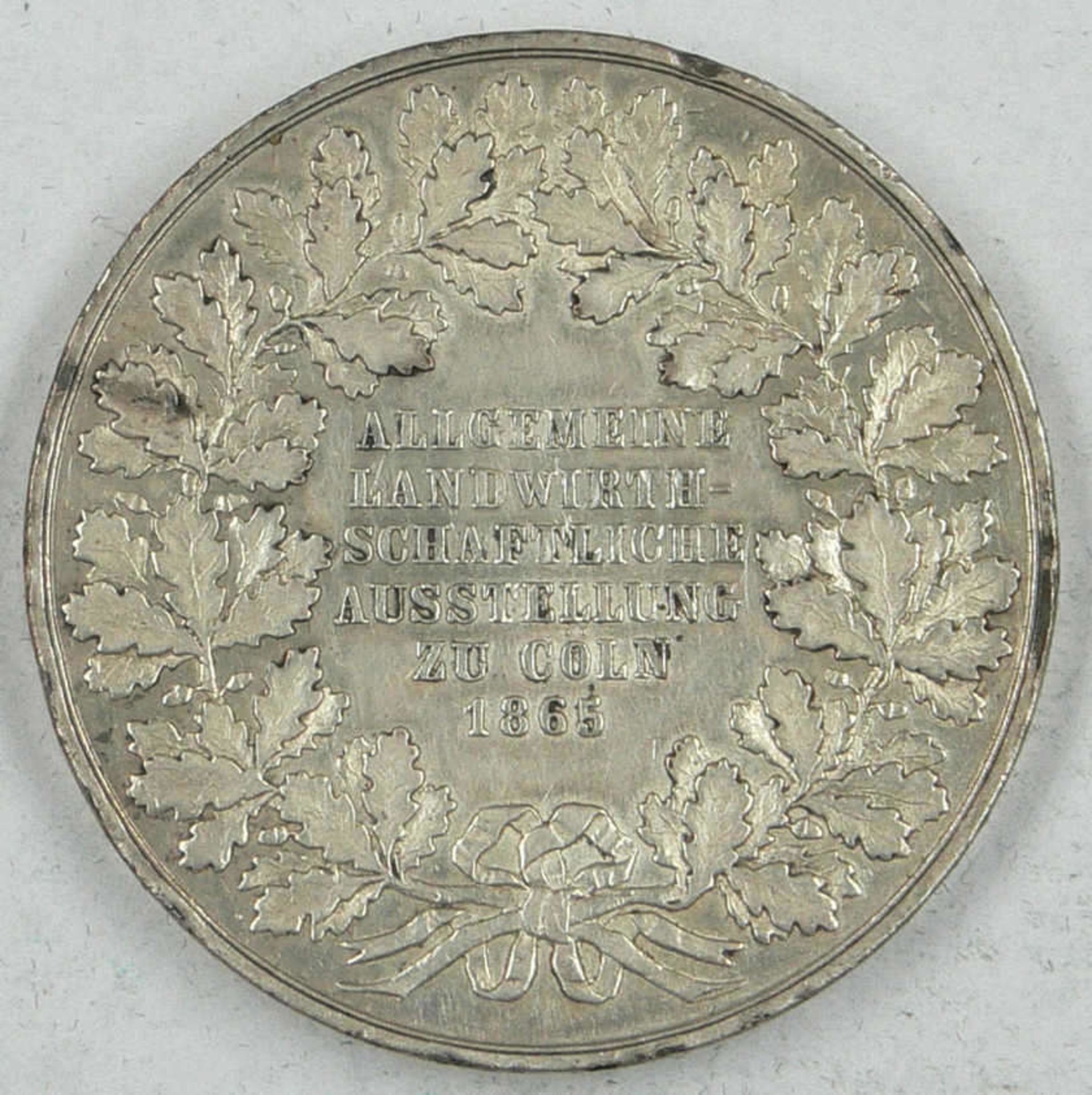Medaille Cöln 1865, zur allgemeinen landwirtschaftlichen Ausstellung zu Cöln 1865, silberne Medaille
