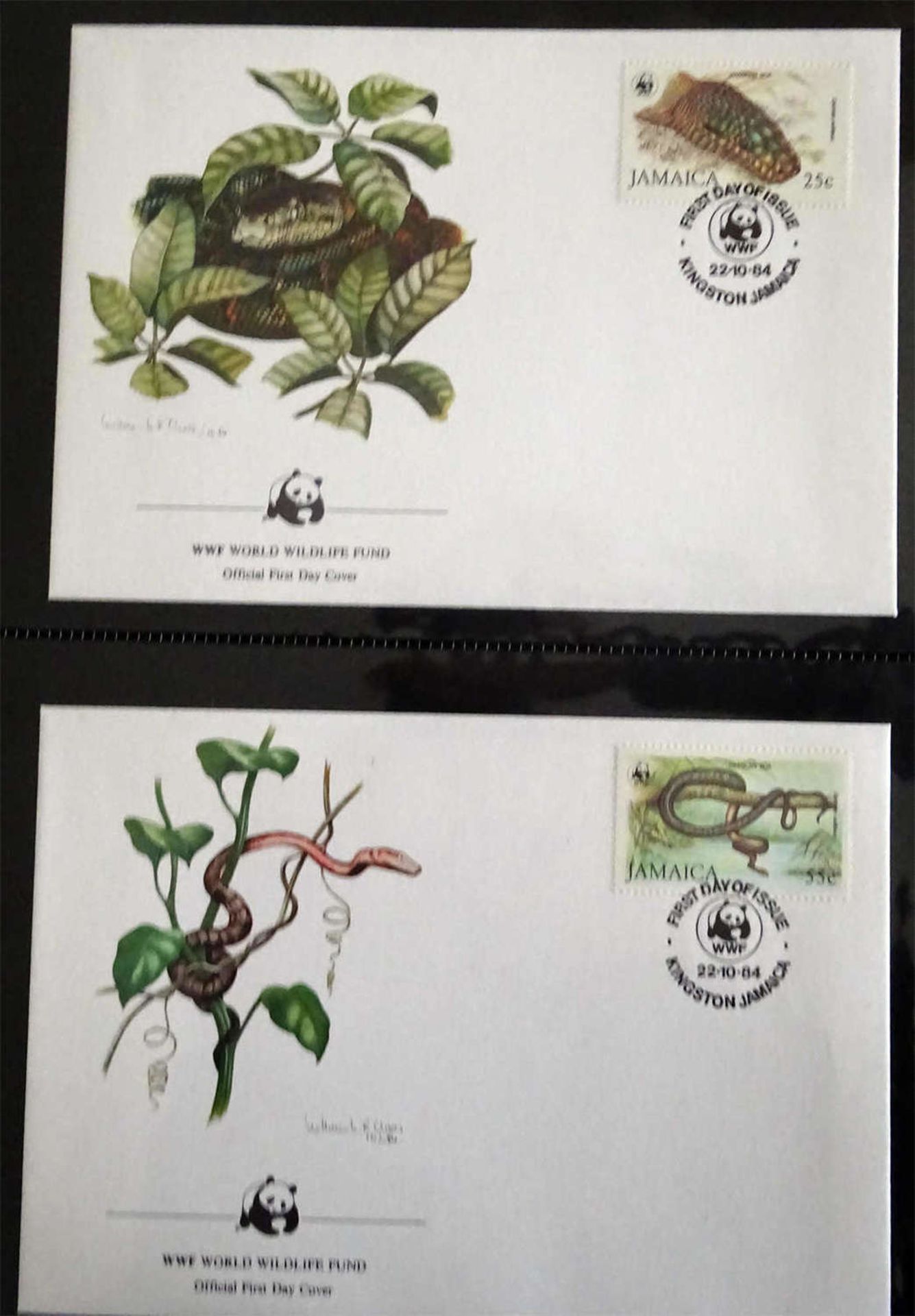 WWF Blätter, 80er Jahre. Prall gefüllt mit Briefmarken auf Sonderkarten. Guter ZustandWWF leaves, - Bild 5 aus 5