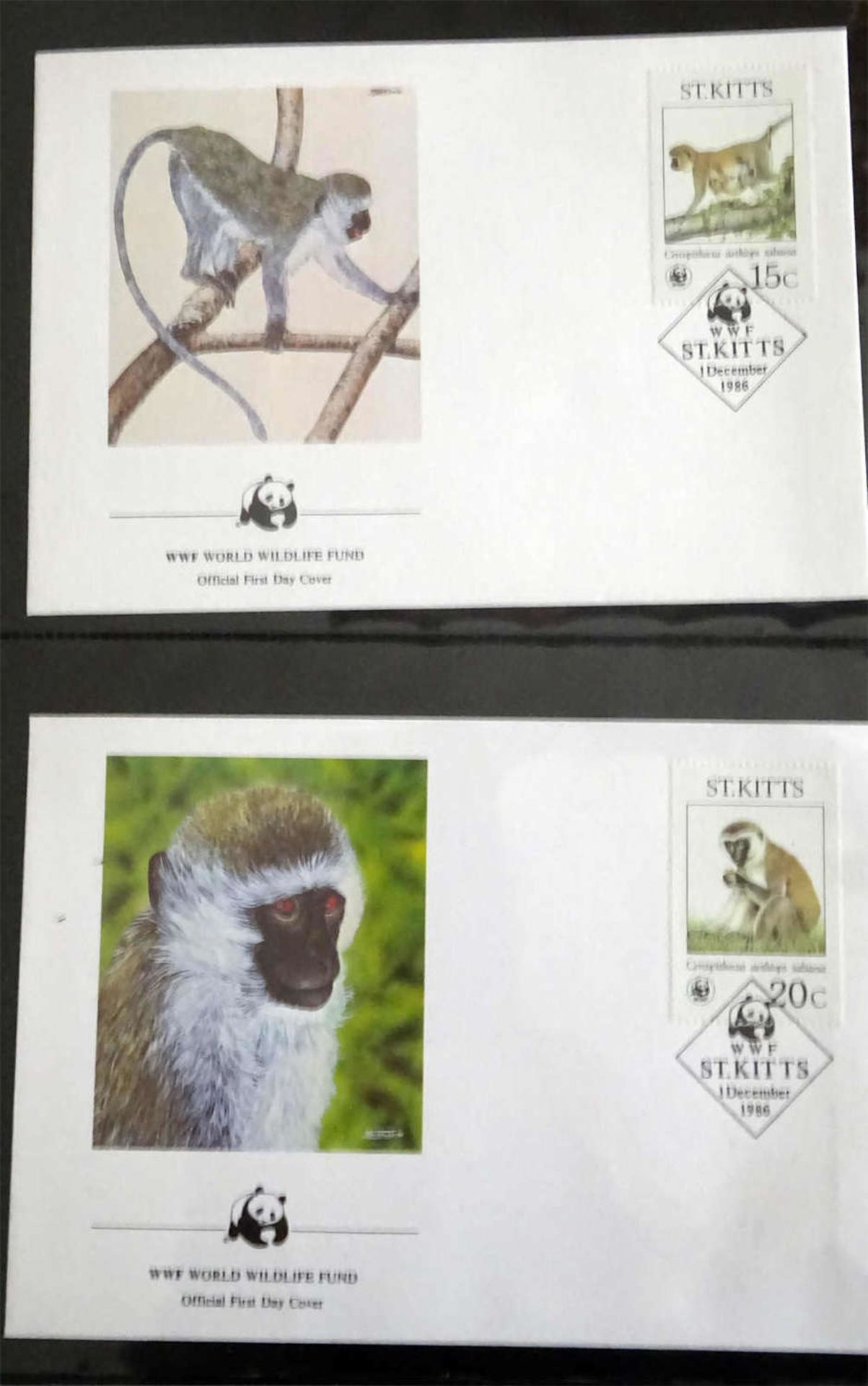 WWF Blätter, 80er Jahre. Prall gefüllt mit Briefmarken auf Sonderkarten. Guter ZustandWWF leaves, - Bild 4 aus 5