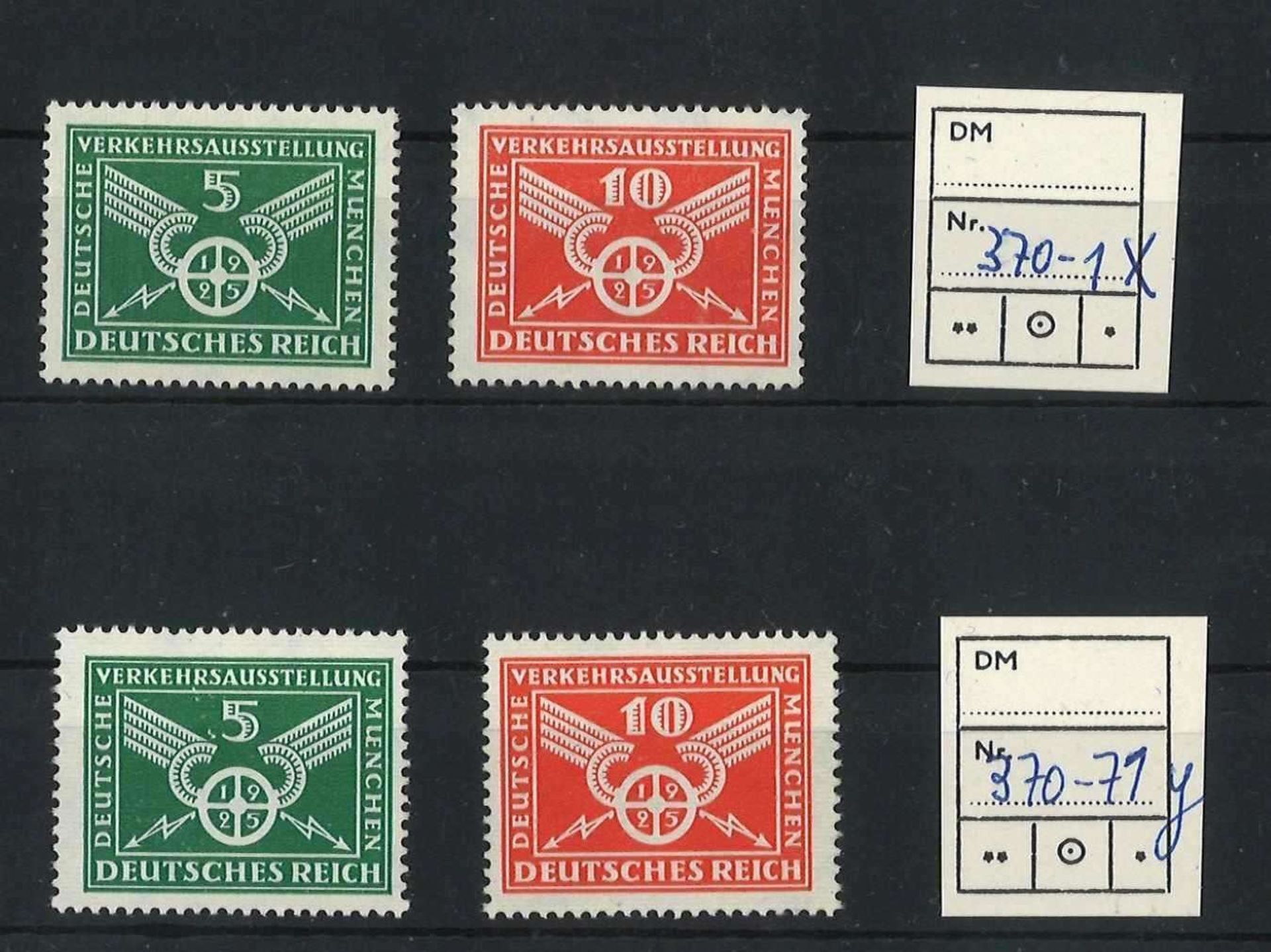 Dt. Reich 1925, Mi 370-1y, 370-1x, Dt. Verkehrsausstellung, postfrischDt. Reich 1925, Mi 370-1y,