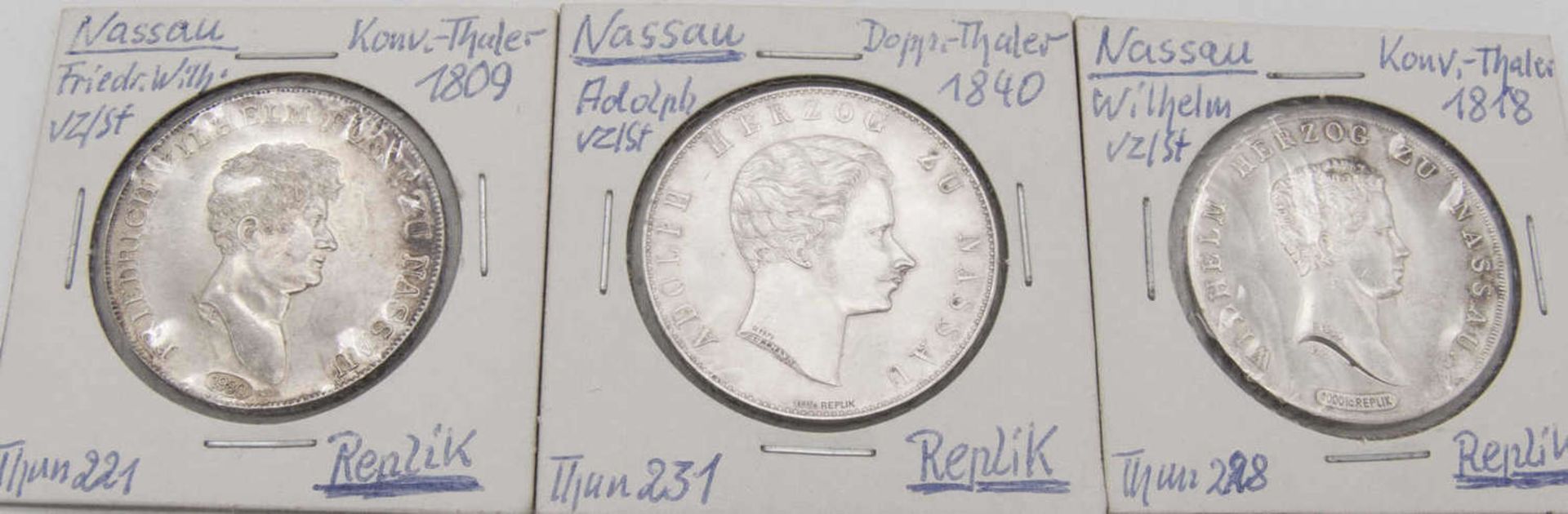 Nassau 1809 Konventionstaler Friedrich-Wilhelm.Replik 1000er Silber, Thun 221. Nassau 1818