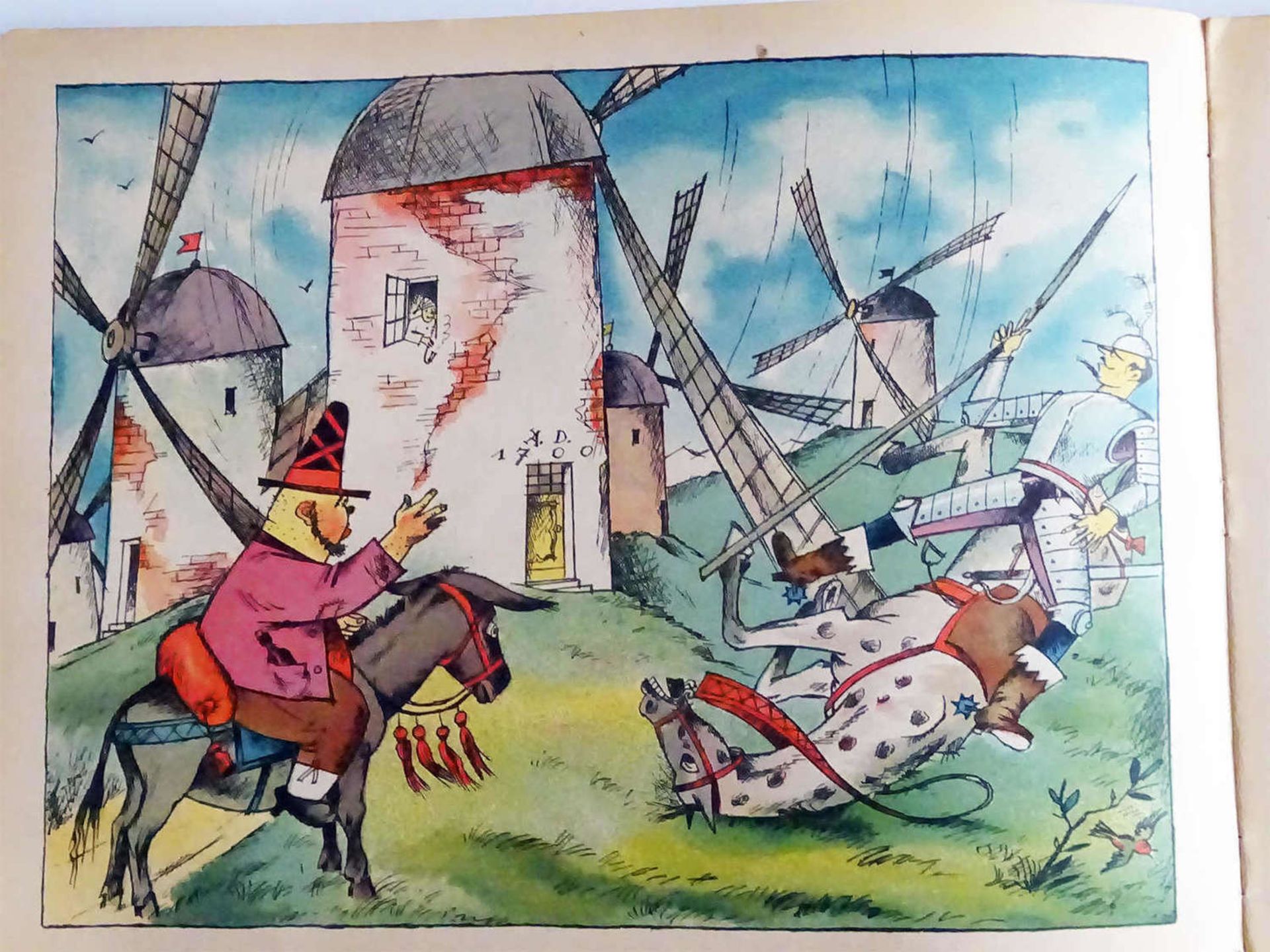 Don Quichote. Mit illustriertem Titel, zahlreichen Textillustrationen und 8 ganzseitigen - Bild 4 aus 6